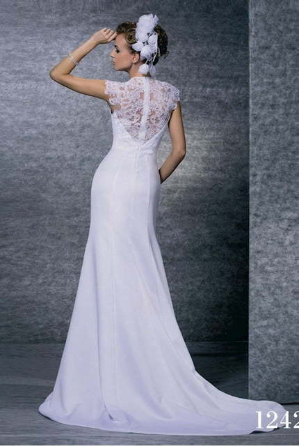 Свадебное платье 1242. Силуэт Рыбка, А-силуэт. Цвет Белый / Молочный. Вид 2