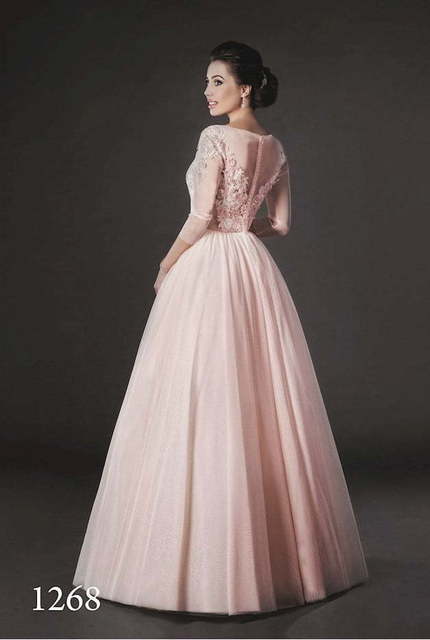 Свадебное платье 1268. Силуэт А-силуэт. Цвет оттенки Розового. Вид 2