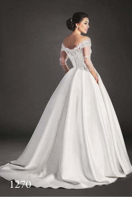 Свадебное платье 1270. Силуэт Пышное, А-силуэт. Цвет Белый / Молочный. Вид 2