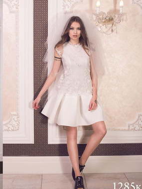Свадебное платье 1285к. Силуэт А-силуэт. Цвет Белый / Молочный. Вид 1