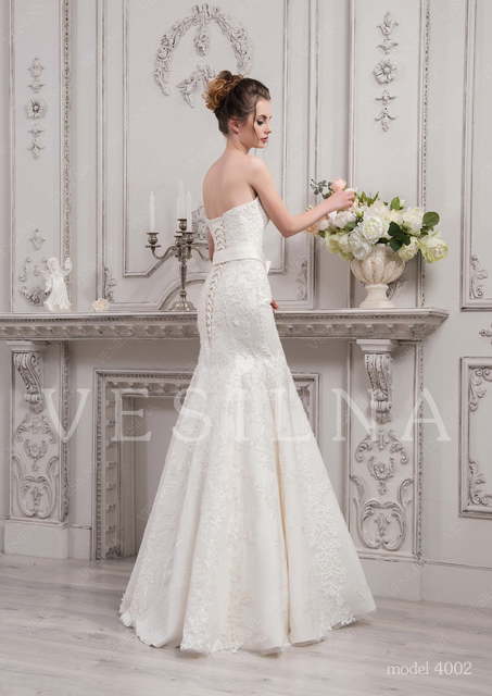 Свадебное платье 4002. Силуэт Рыбка, А-силуэт, Прямое. Цвет Айвори / Капучино, Белый / Молочный. Вид 2