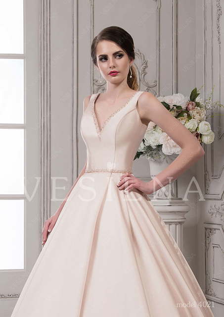 Свадебное платье 4021. Силуэт А-силуэт. Цвет Айвори / Капучино, Персик / Оранжевый. Вид 3