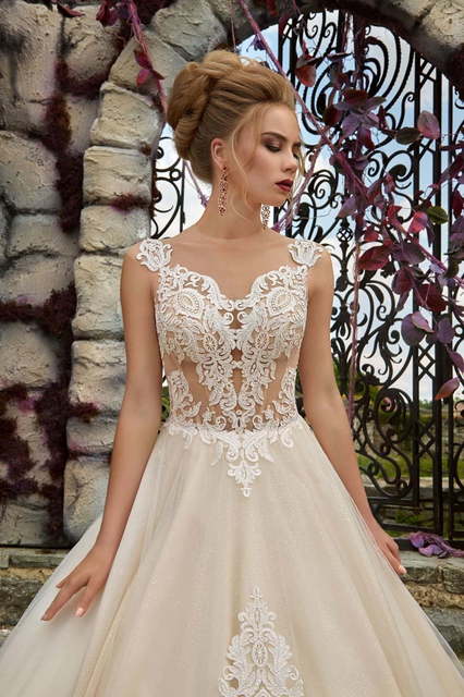 Свадебное платье Beverly. Силуэт Пышное, А-силуэт. Цвет Айвори / Капучино, Белый / Молочный, Персик / Оранжевый. Вид 3