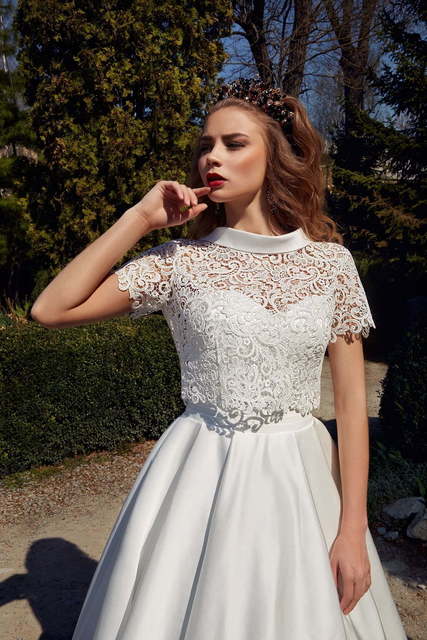 Свадебное платье Lucy. Силуэт А-силуэт. Цвет Белый / Молочный. Вид 3