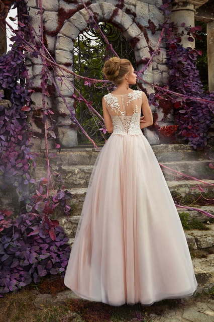 Свадебное платье Michele. Силуэт А-силуэт, Прямое. Цвет Белый / Молочный, оттенки Розового. Вид 2