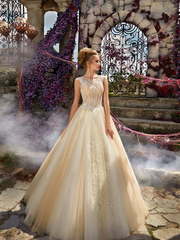 Свадебное платье Paris. Силуэт Пышное, А-силуэт. Цвет Айвори / Капучино, Персик / Оранжевый. Вид 1