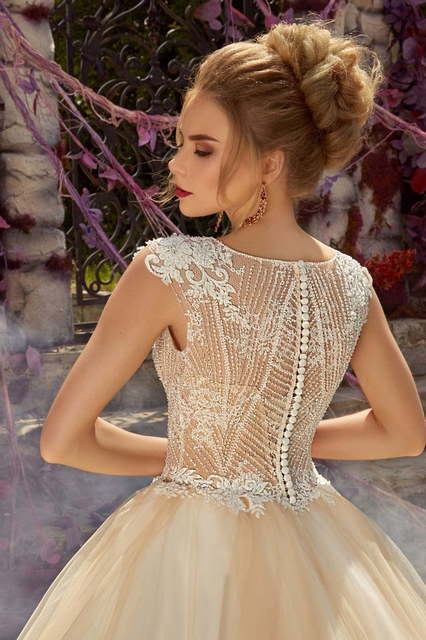 Свадебное платье Paris. Силуэт Пышное, А-силуэт. Цвет Айвори / Капучино, Персик / Оранжевый. Вид 4