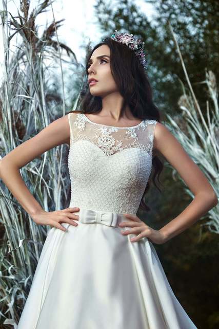 Свадебное платье Polli. Силуэт А-силуэт. Цвет Белый / Молочный. Вид 4