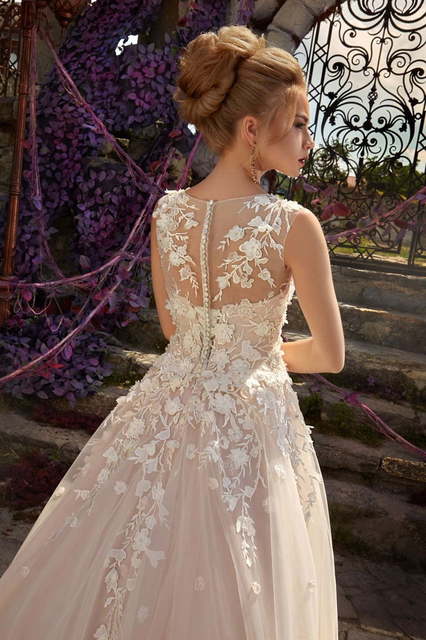 Свадебное платье Susan. Силуэт А-силуэт. Цвет Айвори / Капучино, Белый / Молочный, оттенки Розового. Вид 3