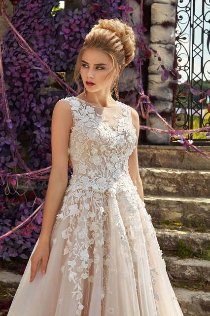 Свадебное платье Susan. Силуэт А-силуэт. Цвет Айвори / Капучино, Белый / Молочный, оттенки Розового. Вид 4