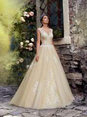 Свадебное платье Гади. Силуэт Пышное, А-силуэт. Цвет Айвори / Капучино, Персик / Оранжевый. Вид 1