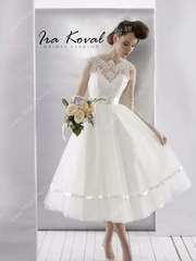 Свадебное платье Ira Koval K025. Силуэт А-силуэт. Цвет Белый / Молочный. Вид 1