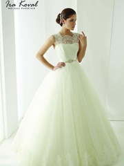 Свадебное платье Ira Koval K030. Силуэт Пышное, А-силуэт. Цвет Айвори / Капучино. Вид 1