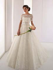 Свадебное платье Ira Koval Кр.K112. Силуэт А-силуэт. Цвет Белый / Молочный, Айвори / Капучино. Вид 1