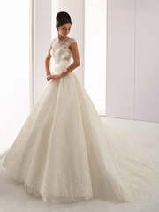 Свадебное платье Ira Koval Кр.K113. Силуэт А-силуэт. Цвет Белый / Молочный, Айвори / Капучино. Вид 1