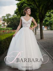 Свадебное платье 10 B08. Силуэт А-силуэт. Цвет Белый / Молочный. Вид 1