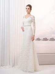 Свадебное платье 05MS07. Силуэт А-силуэт, Прямое. Цвет Белый / Молочный. Вид 1