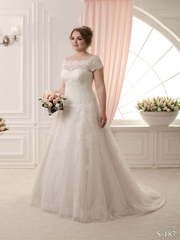 Свадебное платье S 187. Силуэт А-силуэт. Цвет Белый / Молочный, Айвори / Капучино. Вид 1