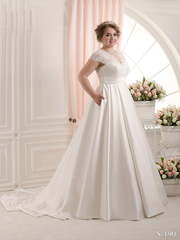 Свадебное платье S 190. Силуэт А-силуэт. Цвет Белый / Молочный, Айвори / Капучино. Вид 1