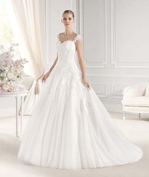 Свадебное платье Enelsa. Силуэт А-силуэт. Цвет Белый / Молочный. Вид 1