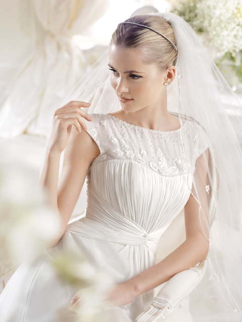 Свадебное платье Iana. Силуэт А-силуэт. Цвет Белый / Молочный. Вид 3