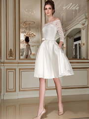 Свадебное платье Alda. Силуэт А-силуэт. Цвет Белый / Молочный. Вид 1