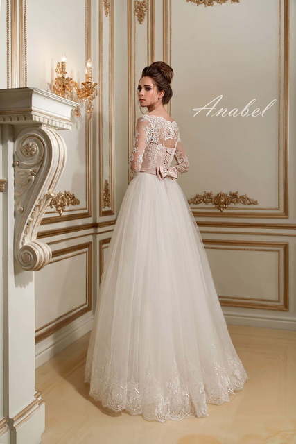 Свадебное платье Anabel. Силуэт А-силуэт. Цвет Айвори / Капучино, Белый / Молочный, оттенки Розового. Вид 2