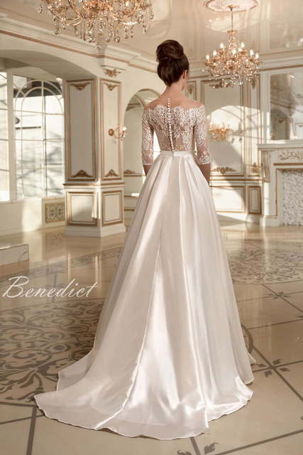 Свадебное платье Benedict. Силуэт А-силуэт. Цвет Айвори / Капучино, Белый / Молочный. Вид 2