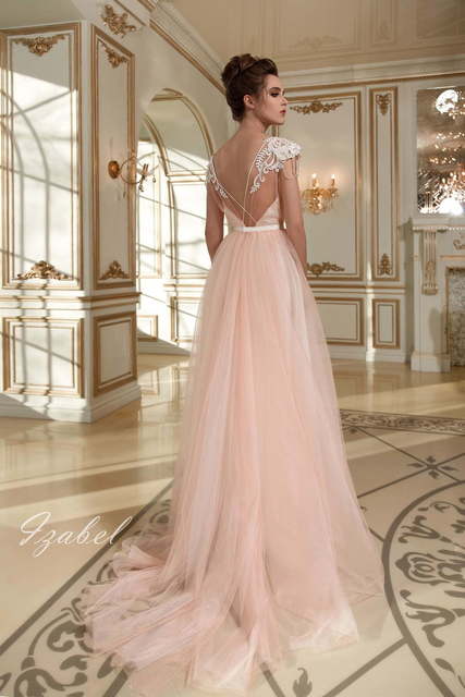 Свадебное платье Isabel. Силуэт А-силуэт. Цвет Персик / Оранжевый, оттенки Розового. Вид 2