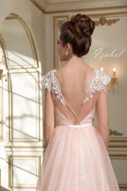 Свадебное платье Isabel. Силуэт А-силуэт. Цвет Персик / Оранжевый, оттенки Розового. Вид 5