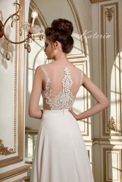 Свадебное платье Katerin. Силуэт А-силуэт, Прямое. Цвет Айвори / Капучино, Белый / Молочный, Персик / Оранжевый, оттенки Розового. Вид 3