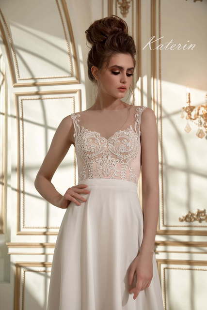 Свадебное платье Katerin. Силуэт А-силуэт, Прямое. Цвет Айвори / Капучино, Белый / Молочный, Персик / Оранжевый, оттенки Розового. Вид 4