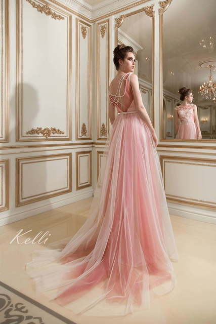 Свадебное платье Kelli. Силуэт А-силуэт. Цвет оттенки Розового. Вид 2