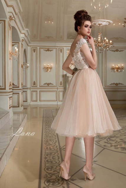 Свадебное платье Lana. Силуэт Пышное, А-силуэт. Цвет Айвори / Капучино, Персик / Оранжевый. Вид 2