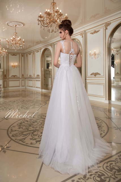 Свадебное платье Michel. Силуэт Пышное, А-силуэт. Цвет Белый / Молочный. Вид 2