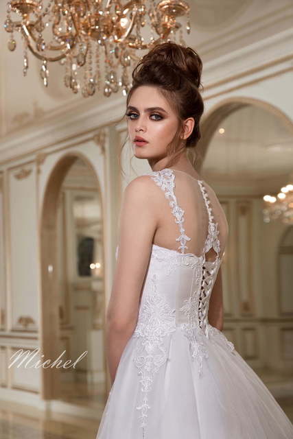 Свадебное платье Michel. Силуэт Пышное, А-силуэт. Цвет Белый / Молочный. Вид 3