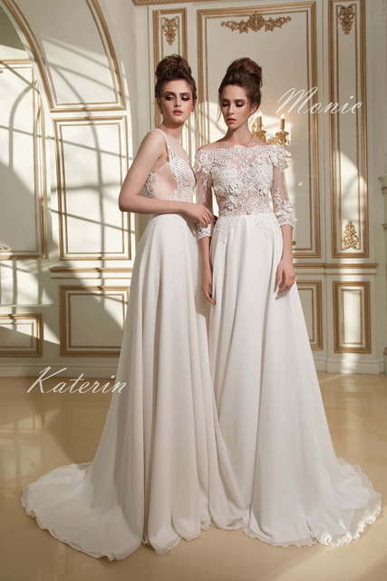 Свадебное платье Monic. Силуэт А-силуэт, Прямое. Цвет Белый / Молочный. Вид 2