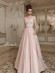 Свадебное платье Natali. Силуэт А-силуэт. Цвет Айвори / Капучино, Персик / Оранжевый, оттенки Розового. Вид 1