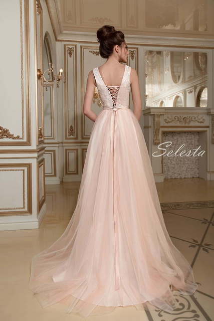 Свадебное платье Selesta. Силуэт А-силуэт. Цвет Айвори / Капучино, Белый / Молочный, Персик / Оранжевый, оттенки Розового. Вид 2