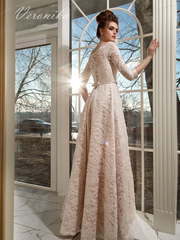 Свадебное платье Veronika. Силуэт А-силуэт. Цвет Айвори / Капучино, Персик / Оранжевый. Вид 2