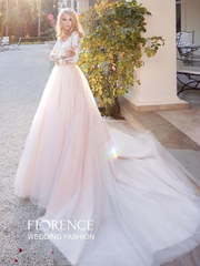 Свадебное платье Bojole. Силуэт А-силуэт, Прямое. Цвет Белый / Молочный, оттенки Розового. Вид 1