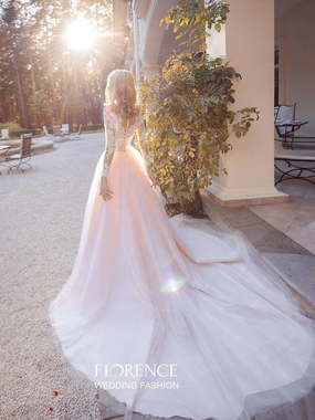 Свадебное платье Bojole. Силуэт А-силуэт, Прямое. Цвет Белый / Молочный, оттенки Розового. Вид 2