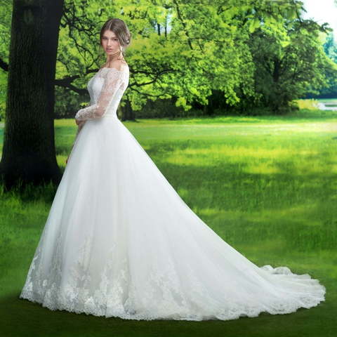 Свадебное платье Garmonia Premium. Силуэт Пышное, А-силуэт. Цвет Белый / Молочный. Вид 1