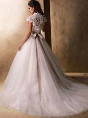 Свадебное платье M019. Силуэт Пышное, А-силуэт. Цвет Белый / Молочный, оттенки Розового. Вид 2