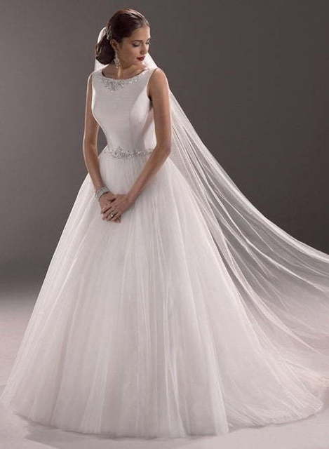 Свадебное платье M025. Силуэт Пышное, А-силуэт. Цвет Белый / Молочный. Вид 1