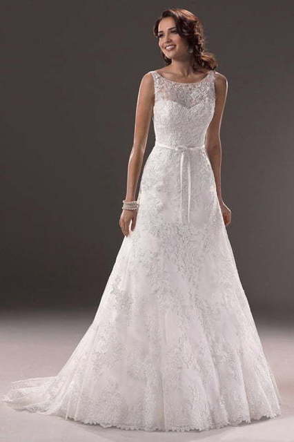 Свадебное платье M063. Силуэт А-силуэт. Цвет Белый / Молочный. Вид 1