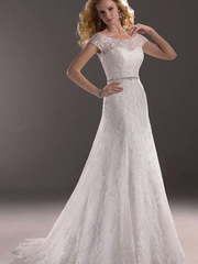 Свадебное платье M065. Силуэт А-силуэт, Прямое. Цвет Белый / Молочный. Вид 1