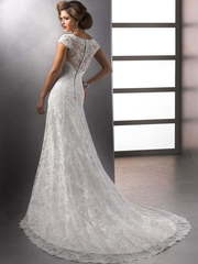 Свадебное платье S004. Силуэт А-силуэт, Прямое. Цвет Белый / Молочный. Вид 2