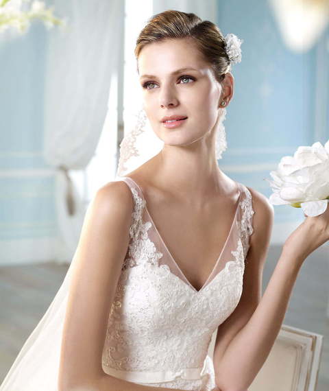 Свадебное платье Hach. Силуэт А-силуэт, Прямое. Цвет Белый / Молочный. Вид 3