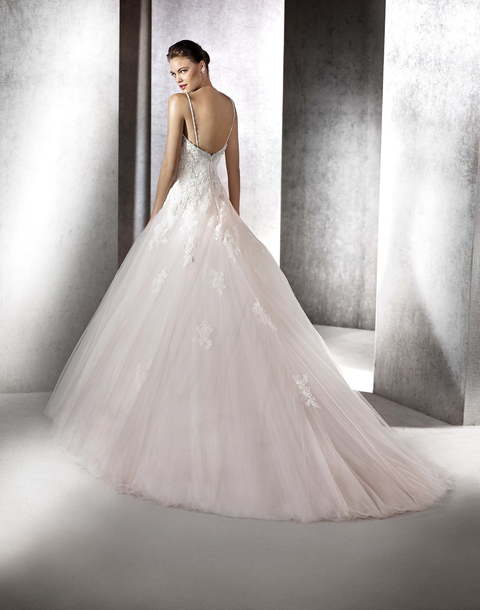 Свадебное платье Zuria. Силуэт А-силуэт. Цвет Айвори / Капучино, Белый / Молочный, оттенки Розового. Вид 2